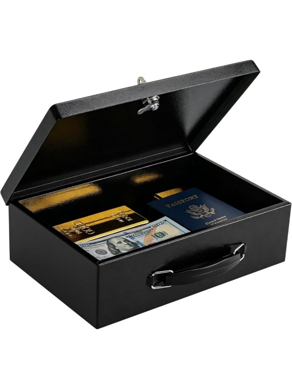 Fireproof Document Box with Key Lock - Small Safe for Jewelry, Cash & Passport
